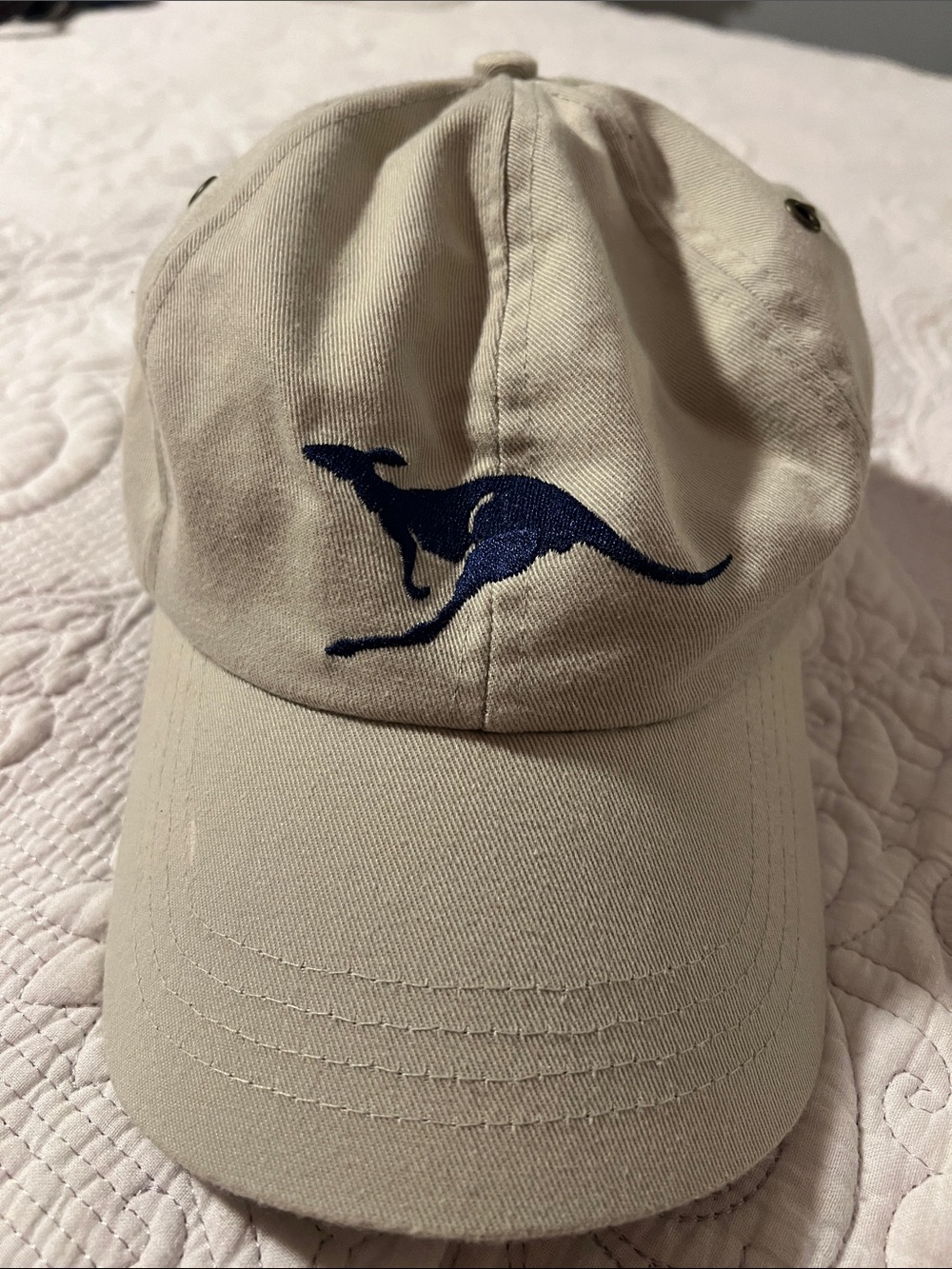 Tan and Navy Kangaroo Australia Baseball Cap